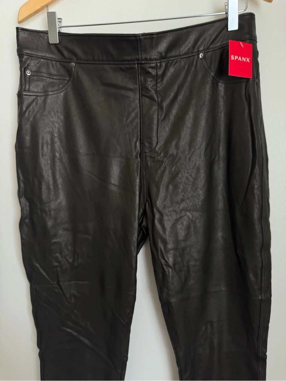 SPANX Leather Like Ankle Skinny Pant Faux Leather Women Size XL Black